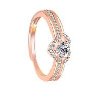 Bague cœur en pierre Mariage, Déclaration, Mère Fille, Anneau Ouvert
