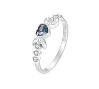 Bague Cœur Lune En Or Blanc, Bague Vintage En Argent Sterling 925 Pour Femmes Et Filles