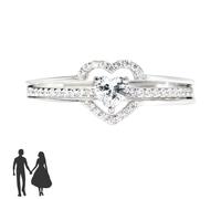 Bague cœur superposée « Je me choisis », argent sterling 925, cœur inspirant et empilable, pour auriculaire, pour femme (Silver,6)