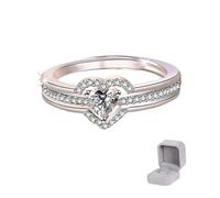 Bague cœur superposée « Je me choisis », en argent sterling 925, empilable, inspirée de l'amour-propre, pour femmes et filles (White,6)