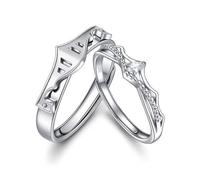 Bague D'Amitié Bague Argent 925 Femme Grande Taille Argent Sterling Couronne Réglable Mode pour Couple Homme Épouse Fête Des Mères Bijoux