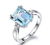 Bague de bijoux en argent 925 aigue-marine bagues de pierres précieuses pour les femmes bague de bijoux en argent sterling 925 véritable femme 8 bleu