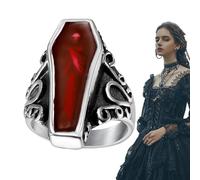 Bague De Cercueil De Vampire - Cercueil Vintage En Acier Inoxydable, Bijoux Hip Hop Punk, Bande De Crâne Gothique Audacieuse, Style Unique | Bague De Vampire Pour Hommes, Accessoire De Qualité Supérie