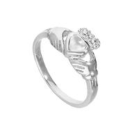 Bague de Claddagh en Argent 925/1000 et Pierre de Lune de Naissance Juin - Taille 54