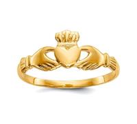 Bague de Claddagh en or jaune massif poli 14 carats Taille O 1/2