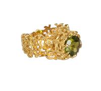 Bague de cocktail en argent sterling 925 plaqué or avec diopside chrome naturel FSJ-4735-A, Pierre précieuse., Chrome Diopside