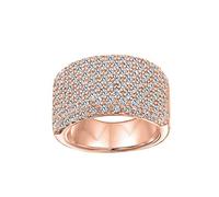 Bague de cocktail personnalisée en micro pavé AAA zircon cubique large CZ pavé anniversaire déclaration 1/2 éternité pour femmes plaqué or rose en argent sterling .925 personnalisable.