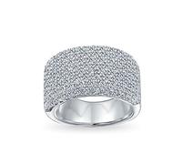 Bague de cocktail personnalisée en micro pavé AAA zircon cubique large pavé CZ anniversaire déclaration 1/2 éternité pour femmes en argent sterling .925 personnalisable