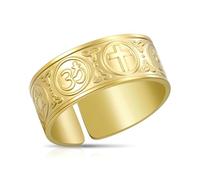 Bague de Coexistence en Paix Bagues d’harmonie des Religions du Monde Religion Bijoux Réglable Acier Inoxydable Protection Amulette Cadeau Femmes Hommes