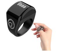 Bague de compteur numérique Tasbeeh, compteur électronique intelligent, moderne, compact, rechargeable, prend en charge le compteur numérique, anneaux de rappel de prière pour homme et femme (noir, 20