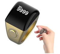 Bague de compteur numérique Tasbeeh, compteur électronique intelligent, moderne, compact, rechargeable, prend en charge le compteur numérique, anneaux de rappel de prière pour homme et femme (doré, 18