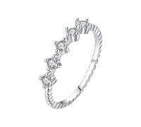 Bague de couple en or blanc 9 K/14 carats Moissanite 2 x 2 mm Pierres incrustées Bague pour femme, 60 (19,1), Métal précieux, Moissanite
