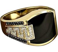 Bague de couple tendance en acier inoxydable avec diamant - Style hip-hop européen et américain - Bague réglable sans dents - Traitement de la mode