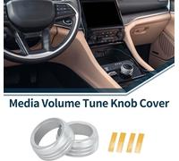 Bague De Couvercle Bouton Commutation Contrôle Volume Des Médias Pour Jeep Grand Cherokee/Grand Cherokee L 2022-2024 Robuste|Garniture D'Autocollant Intérieur Ton Argent 2 Pièces