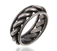 Bague de croisade vintage pour homme - Bague chevalier médiéval en acier titane triple tressé, bijou antique, 9, Acier titane