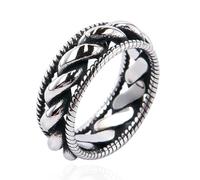 Bague de croisade vintage pour homme - Bague chevalier médiéval en acier titane triple tressé, bijou antique, 13, Acier titane