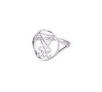 Bague de croix satanique léviathan gothique Démon Satan Brique Occulte Lucifer Bijoux religieux Sorcellerie Amulette Femme Hommes (Lucifer argent, 8)