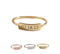 Bague de date délicate personnalisée, bague de promesse personnalisée, bague empilable avec nom/date, bague gravée mère fille, bijoux personnalisés pour femme, petite amie, anniversaire de mariage