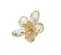 Bague De Déclaration En Forme De Fleur En Cristal Brillant Pour Femmes Et Filles, Plaquée Or, Cz, Délicate, Réglable, Ouverte, Confortable, Bijoux Bohème, Mariage, Anniversaire, Noël (Clair)