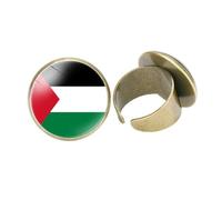 Bague De Doigt De Drapeau De Palestine De Mode Pour Femmes Hommes Unisexe - Bague D'Ouverture Vintage Délicate Bague Cabochon Réglable De 20 Mm, Déclaration D'Empilage Bijoux Accessoires Cad