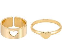Bague de doigt en forme de cœur, 2 pièces, bague ouverte assortie en forme de cœur, vintage, bague à bande réglable, mignon, adaptée aux bijoux pour femme. Durability