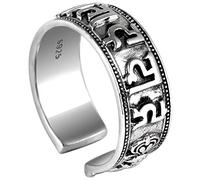 Bague de doigt ouvert en métal sterling 925 bijoux en métal sterling, bonne chance, des hommes et des femmes anneau cadeaux pour les cadeaux pour l'amant noir, ouverture réglable