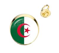 Bague De Drapeau National De L'Algérie À La Mode - Bagues Jaunes Vintage Réglables Bague Délicate Avec Verre, Cadeau De Bijoux Personnalisé Pour Femmes Filles Hommes, Jaune, 18Mm