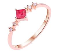 Bague de Fiancaille pour Femme Bague Femme Fiançailles Or Rose 18 Carats Ruby Créé en Laboratoire Forme Carrée avec Rubis et Diamant de 1,22 CT Taille Mise à Niveau 3.0 pour Épouse Saint Valentin