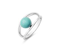 Bague de fiançailles Art Déco avec halo turquoise et tige fendue - Bague de mariage, anniversaire, pierre de naissance, bague de mariage en argent sterling 925, M 1/2, Pierre précieuse., Turquoise