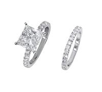 Bague de fiançailles carrée argentée avec strass de zircone cubique Bague solitaire 5 11 Les bagues Les anneaux compatibles avec la puissance, 9, Métal, Aucune pierre précieuse
