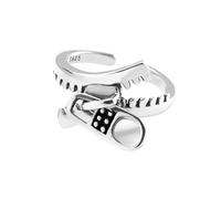 Bague de fiançailles en argent 925 avec fermeture éclair géométrique pour femme, Resizable, Acétate, Aucune pierre précieuse