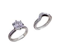 Bague de fiançailles en argent Géométrie Zircon cubique Bague de fiançailles Bague solitaire 6 10 Classeur avec 2 anneaux, 8, Métal, Aucune pierre précieuse