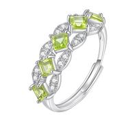 Bague De Fiançailles En Argent Sterling 925 À Une Rangée Pour Femme, Bague Réglable En Pierres Précieuses Naturelles De Taille Carrée De 5 Mm, Bande De Luxe En Oxyde De Zirconium, Alliance De