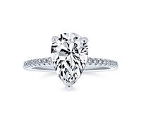 Bague De Fiançailles En Argent Sterling .925 Avec Diamant Cubique AAA En Forme De Poire De 2,5 Carats En Forme De Goutte D'Eau Pour Femmes Avec Une Bande De 1 MM