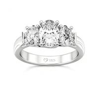 Bague de fiançailles en argent sterling 925 avec moissanite ovale pour femme, style vintage et moderne, idéale pour un mariage ou la Saint-Valentin (argent, 61(19.4))