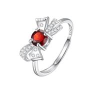 Bague De Fiançailles En Argent Sterling 925 Avec Nœud En Zircone Cubique, Alliance Pour Femme, Pierre Précieuse Ronde Naturelle, Alliance De Promesse Avec Rubis Dans Sa Boîte