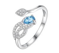 Bague De Fiançailles En Argent Sterling 925 Avec Plumes D'Éternité Et Zircone Cubique, Alliance Pour Femme, Pierre Précieuse Naturelle Taillée En Goutte D'Eau, Alliance De Promesse Avec Topaze