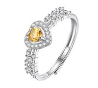 Bague De Fiançailles En Argent Sterling 925 Pour Femme, En Améthyste/Citrine/Topaze/Péridot/Rubis Taillée En Cœur, Ajustable, En Oxyde De Zirconium, Alliance De Promesse En Citrine