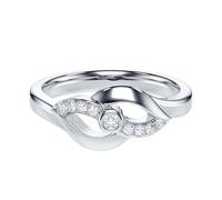 Bague de fiançailles en argent sterling avec vague embrassant les lèvres infinies imitation diamant ou moissanite véritable, Métal Argent sterling Métal Argent sterling Rhodium, Véritable moissanite