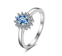 Bague de fiançailles en argent sterling pour les dames, éternité de la bande de mariage des femmes avec une fleur ovale Moisanite de 0,5 cm