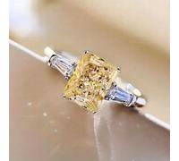 Bague de fiançailles en cuivre plaqué or blanc avec incrustation verte et oxyde de zirconium aqueux - Bagues de fiançailles, alliances de mariage, bagues de promesse, soirées, anniversaires