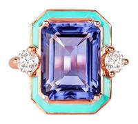 Bague de fiançailles en émail turquoise et oxyde de zirconium brillant pour | Commutation quotidienne, exposition d'art, galerie, événement formel léger, shopping, sortir, séance de mode