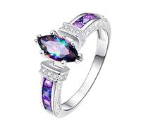Bague de fiançailles en forme de cœur délicate pour femme - Bague de fiançailles tendance en argent 925 610 pour petites filles, taille unique, Métal, Pas de pierre précieuse