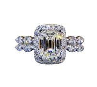 Bague de fiançailles éternelle en argent sterling S925 avec diamant double bras et huit diamants carrés multi-facettes taillés 3A zircon éternel pour femme