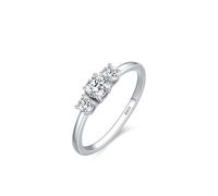 Bague de Fiançailles Femme Bague en Argent Sterling 925 1.5mm Zircone Cubique Élégante à Trois Pierres Taille pour Dames
