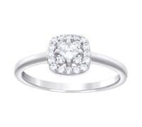 Bague de fiançailles pour femme en argent sterling 925 avec zircone cubique ronde et tête carrée 7,7 x 1,7 mm de large Taille 6