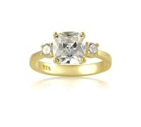 Bague de fiançailles pour femme en argent sterling 925 plaqué or jaune avec zircone cubique (CZ) - Réplique de la duchesse Meghan Markle, Métal, Zircone cubique