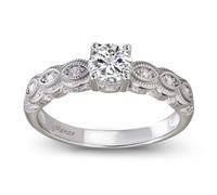 Bague de fiançailles rétro élégante en argent sterling 925 avec moissanite et millegrains pour femme, idéale pour un mariage ou la Saint-Valentin (argent, 51(16.1))