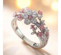 Bague de fiançailles romantique rose avec zircone cubique transparente pour | Coupe ronde en forme de poire, déplacements quotidiens, exposition d'art, galerie, événement formel léger, shopping, sortir