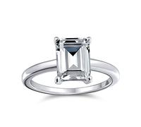 Bague De Fiançailles Solitaire De Style Classique Et Intemporel 2.5Ct Rectangle Brilliant Emerald Cut AAA CZ Promise Bague De Fiançailles Pour Femme Avec Anneau Fin En Argent Sterling .925